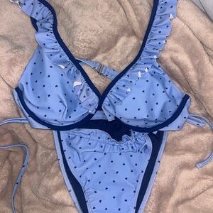 Forever 21 Blue Heart Print Bikini